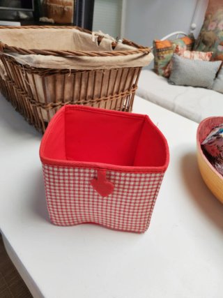 Cesta Grande Mimbre y Tela Beige