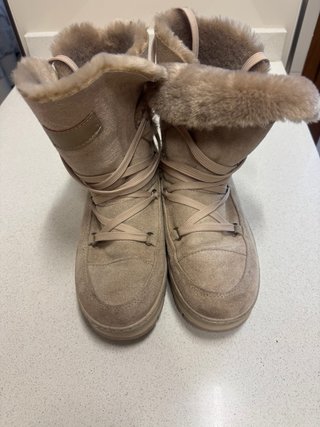 Botines de pelo beige