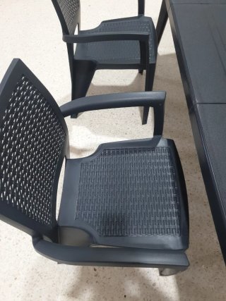 Mesa 2m + 4 Sillas Exterior Negra