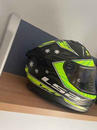 Casco Moto LS2 Negro y Verde Talla xl