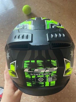Casco Moto LS2 Negro y Verde Talla xl
