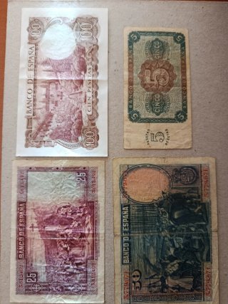 Lote 4 Billetes Antiguos España Pesetas