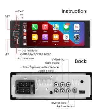 Radio Coche 1 Din Carplay Android Auto