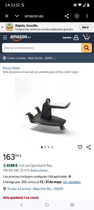Kid-Sit Patinete Asiento Carro Bebé