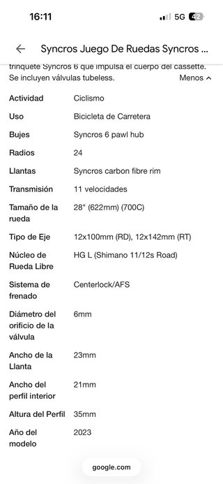 Ruedas Syncross Capital 1.0 carbono