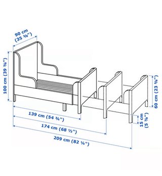 Cama extensible rosa 80x200cm