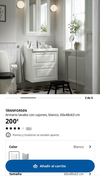 Mueble lavabo con cajones blanco ikea 60x48x63.