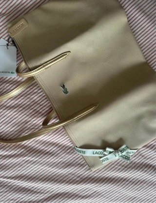 Bolso Grande Lacoste Beige y Dorado