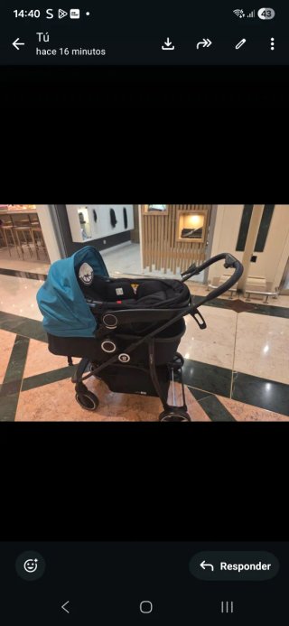 Carrito de bebé 3 piezas turquesa