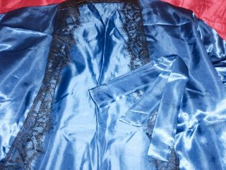 Set lingerie/pigiama satin blu notte 4pz XL
