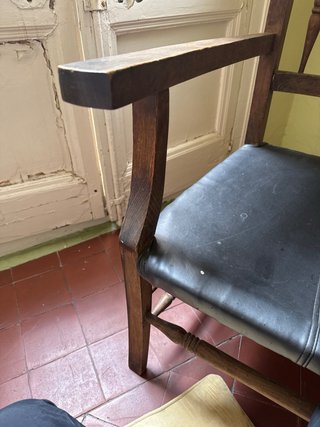 Sillón vintage madera y cuero