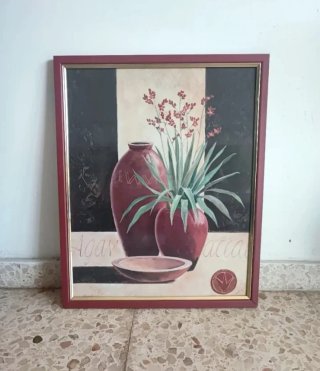 Cuadro decorativo flores y jarrones