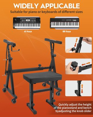 Soporte y Banco Teclado STR Negro