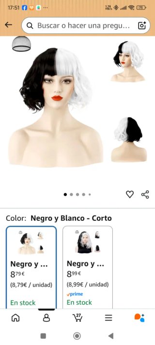 Disfraz Cruela Devil mujer: Capa y Peluca