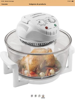 Horno Grill Eléctrico portátil con Tapa de Cristal