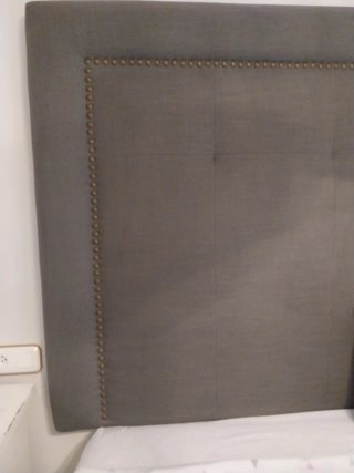 Cabecero de cama tapizado gris para cama de 1.50