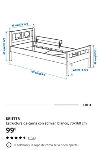 Cama infantil IKEA Kritter + colchón