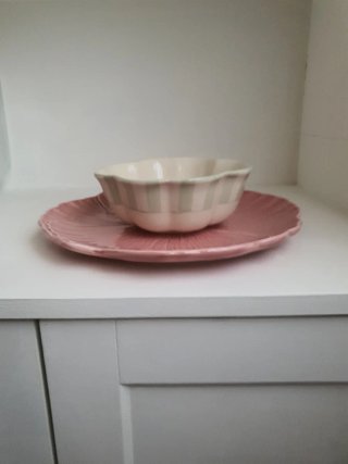 Plato decorativo flor rosa