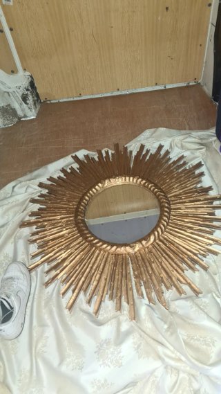 Espejo Sol Grande Madera Dorado Antiguo 96x94