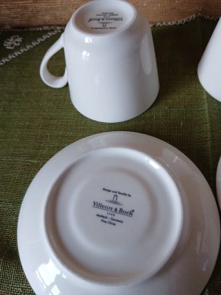 2 Tazzine Villeroy & Boch in porcellana con piatti
