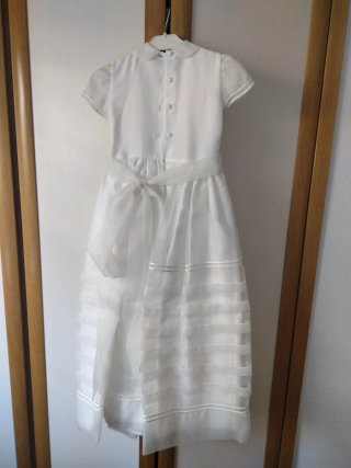 Vestido de Primera Comunión Blanco  cancán aparte