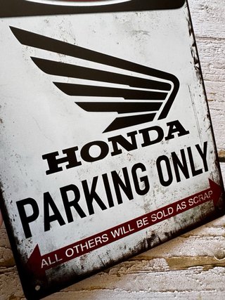 PLACA CARTEL METALICO HONDA MOTO PARKING ONLY LOGO