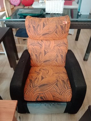 Sillón tela naranja y negro