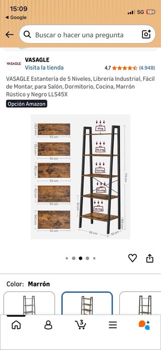 Estantería 5 Niveles Madera y Metal