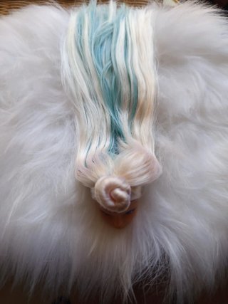 Cabeza Barbie extra pelo rubio y turquesa