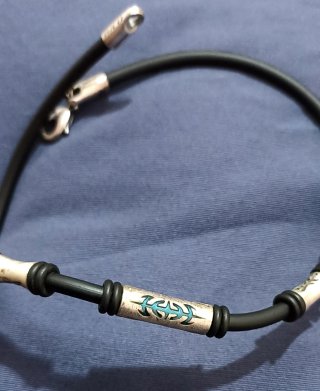 Collana uomo in caucciù silver plated
