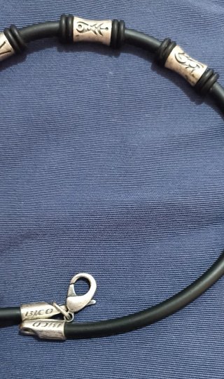 Collana uomo in caucciù silver plated