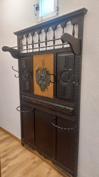 Mueble Perchero paraguero antiguo Madera y Metal