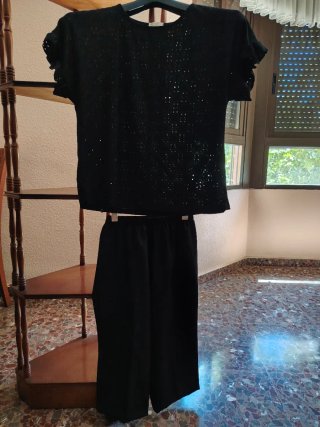 2 conjuntos blusa y pantalón negro mujer