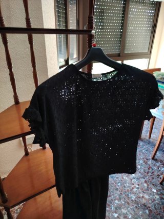 2 conjuntos blusa y pantalón negro mujer