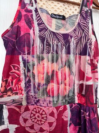 Vestido Desigual Estampado Boho Talla L