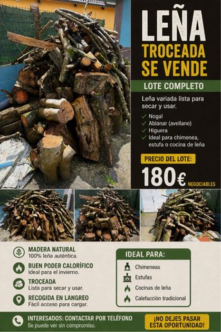 Leña troceada para chimenea y estufa