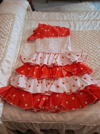 Varios Trajes Flamenca Niña Beige, Blanco y negro