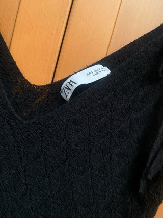 Vestido Zara Negro Punto Tirantes T.S