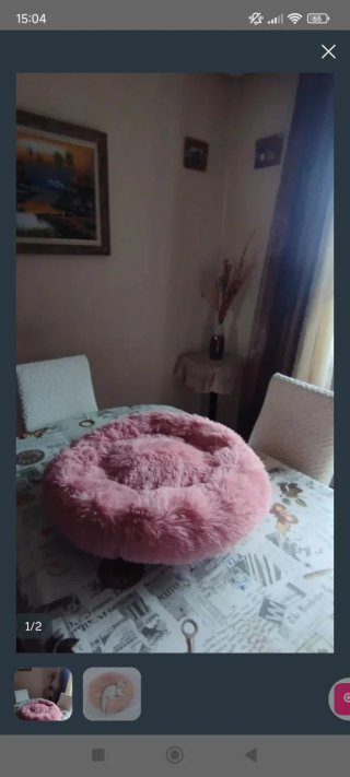 Cama para mascotas redonda rosa