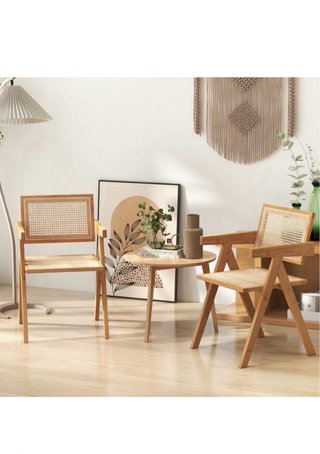 3 Sillas Madera Ratan