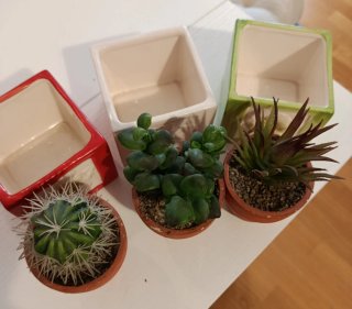 Set 3 vasetti piante finte ceramica