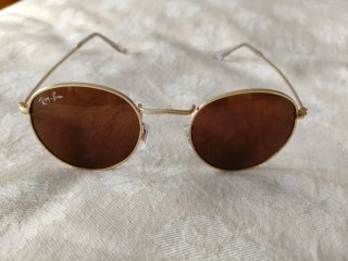 Gafas Ray-Ban round metal marrones y doradas