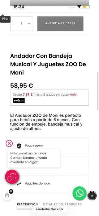 Andador Bebé Musical ZOO Moni
