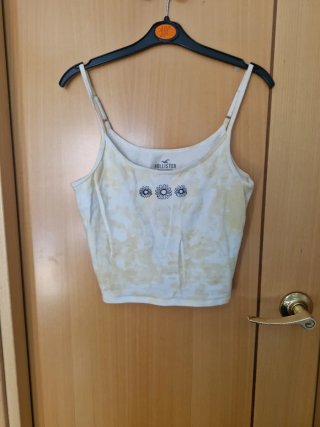 Top Hollister flores blanco y amarillo Talla S