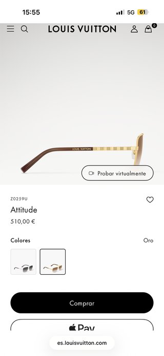 Gafas de sol Louis Vuitton doradas