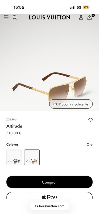 Gafas de sol Louis Vuitton doradas