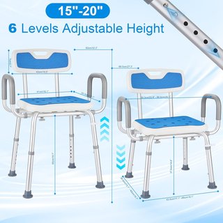 Silla Ducha Ajustable con Asiento Azul