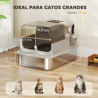 Arenero Gatos Acero Inoxidable XXL
