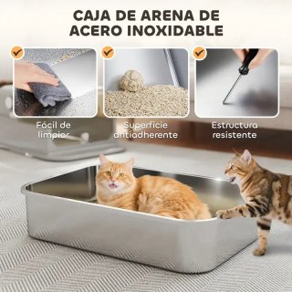 Arenero Gatos Acero Inoxidable XXL