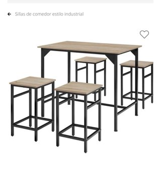 Mesa alta bar y taburete madera aun estan en caja